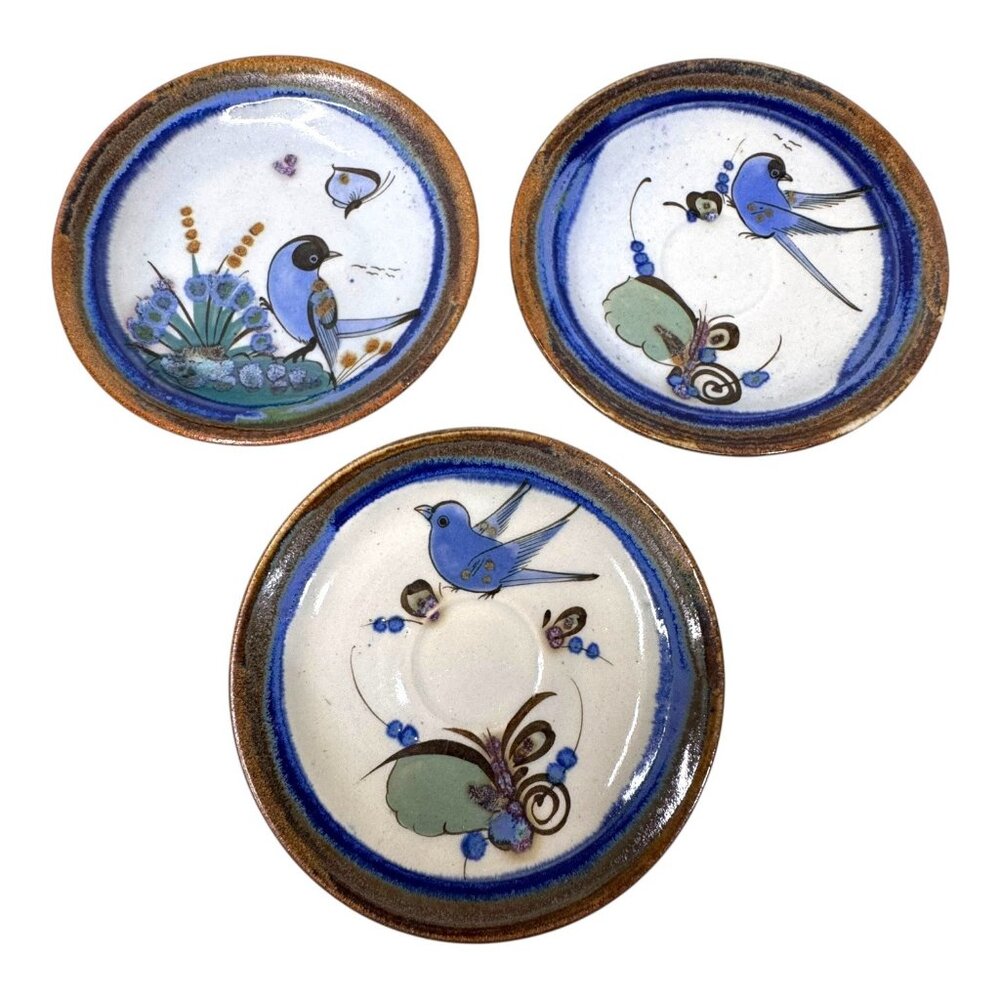Ken Edwards Pottery 6.75" Saucer Plate El Palomar Mexico Art Blue Butterfly Lot